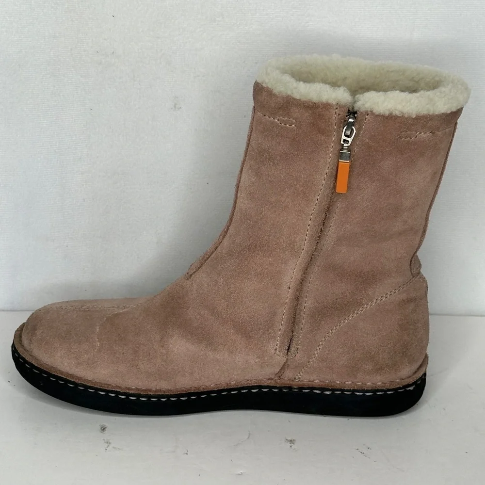 Polo Sport Ralph Lauren Dusty Pink Boots Sued Sherpa Lining Mid‎ Calf Sz 8